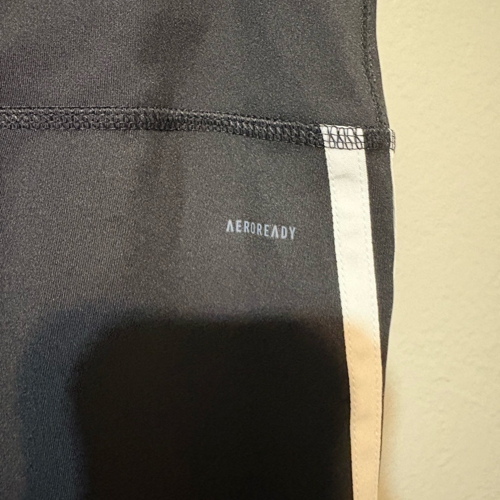 Adidas kids? Black Athletic Leggings with White Stripes - Picture 6 of 16